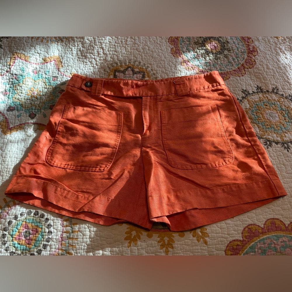 Anthropologie Daughters of the Liberation Orange Linen/Cotton Shorts Size 4